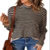 Dokotoo Womens Sweaters Fall Long Sleeve Turtleneck Sweater Casual Khaki Stripe Lightweight Knit Pullover Sweaters for Women Fashion 2026 Jumpers Tops Small view 1