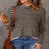 Dokotoo Womens Sweaters Fall Long Sleeve Turtleneck Sweater Casual Khaki Stripe Lightweight Knit Pullover Sweaters for Women Fashion 2026 Jumpers Tops Small view 3
