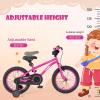 BABY JOY Kids Bike, 16 Inch Sport Bicycle for 4-7 Years Old w/Adjustable Saddle, Fully Enclosed Chain Guard, Training Wheels, Reflectors, Handbrake & Coaster Brake, Girls Boys Bike (Outer Space, Pink) view 2