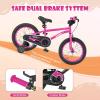 BABY JOY Kids Bike, 16 Inch Sport Bicycle for 4-7 Years Old w/Adjustable Saddle, Fully Enclosed Chain Guard, Training Wheels, Reflectors, Handbrake & Coaster Brake, Girls Boys Bike (Outer Space, Pink) view 3