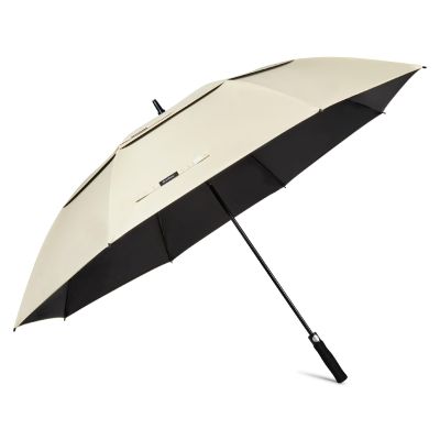 G4Free 47 Inch UV Protection Golf Umbrella Auto Open Vented Double Canopy Oversize Extra Large Windproof Sun Rain Umbrellas (Ivory/Black)