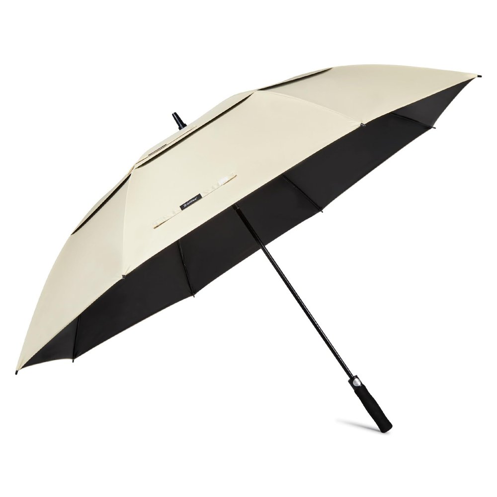 G4Free 47 Inch UV Protection Golf Umbrella Auto Open Vented Double Canopy Oversize Extra Large Windproof Sun Rain Umbrellas (Ivory/Black)