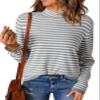 Dokotoo Womens Plus Size Sweaters Casual 2026 Fall Pullover Sweater Fashion Long Sleeve Tops Sweaters Turtleneck Gray Striped Knit Jumpers Tops Sweaters X-Large view 1