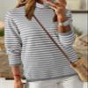 Dokotoo Womens Plus Size Sweaters Casual 2026 Fall Pullover Sweater Fashion Long Sleeve Tops Sweaters Turtleneck Gray Striped Knit Jumpers Tops Sweaters X-Large view 4