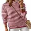 Dokotoo Womens Plus Size Sweaters Casual 2026 Fall Pullover Sweater Fashion Long Sleeve Tops Sweaters Turtleneck Red Striped Knit Jumpers Tops Sweaters X-Large view 2