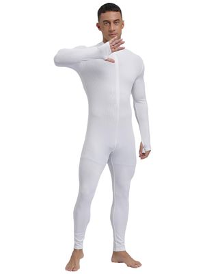 iiniim Mens Long Sleeve Henley Jumpsuit One Piece Pajama Thermal Union Suit Unitard Shapewear White XX-Large