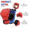 Boxing Gloves and Headgear Set Including 2 Pack Boxing Headgear and 2 Pack Boxing Gloves Boxing Equipment Sparring Gear Equipment for Beginners Adults Kids (BlueRed) view 2