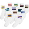 Cuffbow 12 Pairs Striped Crew Socks Women's Retro Sport Calf Stripe Pattern Athletic Socks Cotton Unisex Multicolor for Man Woman view 1