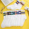 Cuffbow 12 Pairs Striped Crew Socks Women's Retro Sport Calf Stripe Pattern Athletic Socks Cotton Unisex Multicolor for Man Woman view 2