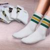 Cuffbow 12 Pairs Striped Crew Socks Women's Retro Sport Calf Stripe Pattern Athletic Socks Cotton Unisex Multicolor for Man Woman view 4