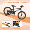 BABY JOY Kids Bike, 16 Inch Sport Bicycle for 4-7 Years Old w/Adjustable Seat, Fully Enclosed Chain Guard, Training Wheels, Reflectors, Handbrake & Coaster Brake, Girls Boys Bike (Outer Space, Black) view 3