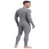iiniim Mens Long Sleeve Henley Jumpsuit One Piece Pajama Thermal Union Suit Unitard Shapewear Dark Gray X-Large view 3