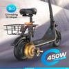 Gyroor Electric Scooter for Adults with Seat & Basket, 450W Motor, 20 Miles Range - Commuter Scooter for Grocery Shopping, Campus, Neighborhood Errands & Pet Travel view 4