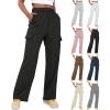 Wide Leg Sweatpants for Women High Waisted Cargo Sweatpants Joggers with Pockets Baggy Sweatpants for Women Jogger Pants for Women Womens Wide Leg Sweatpants Comfy Elastic Jogging Pants Black view 1