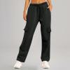 Wide Leg Sweatpants for Women High Waisted Cargo Sweatpants Joggers with Pockets Baggy Sweatpants for Women Jogger Pants for Women Womens Wide Leg Sweatpants Comfy Elastic Jogging Pants Black view 2