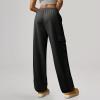 Wide Leg Sweatpants for Women High Waisted Cargo Sweatpants Joggers with Pockets Baggy Sweatpants for Women Jogger Pants for Women Womens Wide Leg Sweatpants Comfy Elastic Jogging Pants Black view 3