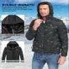 MoFiz Mens Insulated Puffy Fleece Running Jackets Thermal Hybrid Winter Outerwear Jackets Waterproof Sportswear Warm Hiking Golf Jacket with Hood Black Medium view 2