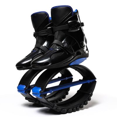 CYHTYM Kangaroo Jump Shoes Black and Blue Bouncing Shoes, Unisex, Indoor and Outdoor Moon Boots, Removable Lining(Large)