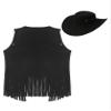 Agoky Mens Western Cowboy Costume Rivets Tassel Vest with Hat for Adult Halloween Party Cosplay Black Medium view 4