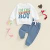Kayotuas Toddler Baby Boy Birthday Outfit 1 2 3 4 Year Old Birthday Boy Sweatshirt and Pants Set 2 Piece Infant Fall Clothes (Blue, 18-24 Months) view 2