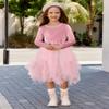 Arshiner Toddler Girls Party Dress Irregular Hem Tulle Long Sleeve Princess Tutu Holiday Gown Valentines Day Birthday Dresses 2-3T Light Rose view 3