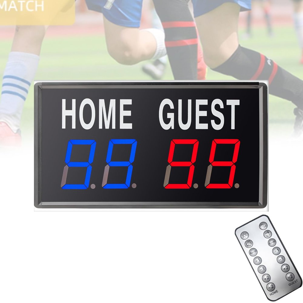 Electronic Scoreboard, 1.8 Inch LED/Portable, Brightness Adjustable, Count Up/Down+ Remote Scoring, with Remote/Bracket, for Basketball, Hockey, Wrestling, Roller Derby,Black
