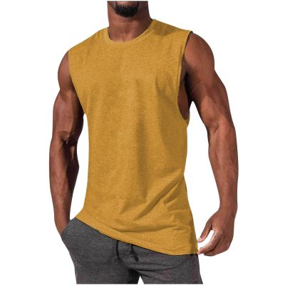 Men's Beach Tank Tops Funny Palm Tree Print Graphic Tee Shirts Casual Sleeveless Muscle T-Shirt Trendy Clothes summer shirts for men Yellow XL