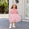 Arshiner Toddler Girls Party Dress Irregular Hem Tulle Long Sleeve Princess Tutu Holiday Gown Valentines Day Birthday Dresses 4-5T Light Rose view 2