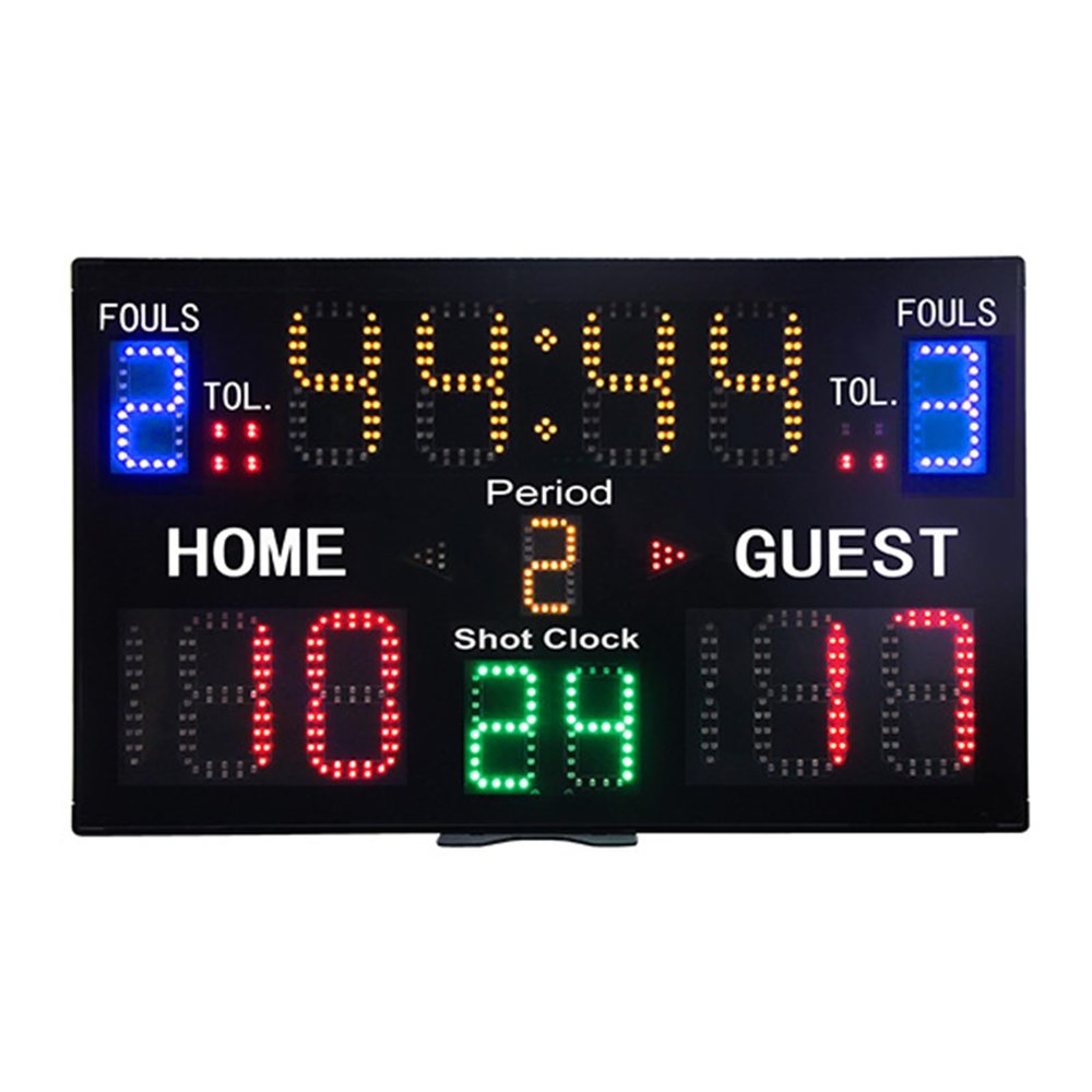 15digit Led Scoreboard, Digital Electronic Scoreboard with Remote, 22.8 * 13.8 * 0.9inch, 8 Modes, 5 Gear Brightnes, for Basketball, Football, Tennis, Badminton, Table Tennis, Billiards