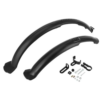 A ABSOPRO Universal Front and Rear Bike Fenders Bicycle Mud Guards Suitable 53.5cm 73cm Durable Cycling Bike Mudguards Set Plastic Black 1 Set