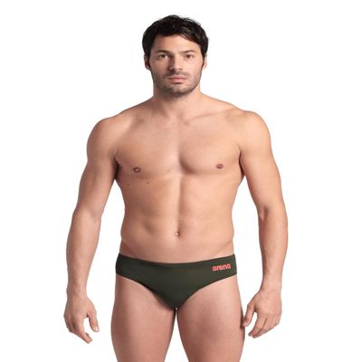 ARENA Mens Team Solid Swim Brief MaxLife Athletic Swimwear Professional Training Swimsuit Sports Bathing Suit, Dark Sage Green, US Size 20