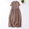 Women's Youthful Plaid Midi Dresses Short Sleeve Tie Elastic Waist A-Line Stretchy Party Dress Vintage Summer Casual Dress Red view 2