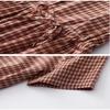 Women's Youthful Plaid Midi Dresses Short Sleeve Tie Elastic Waist A-Line Stretchy Party Dress Vintage Summer Casual Dress Red view 4