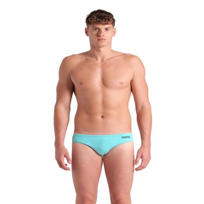 ARENA Mens Team Solid Swim Brief MaxLife Athletic Swimwear Professional Training Swimsuit Sports Bathing Suit, Water/Navy, US Size 20