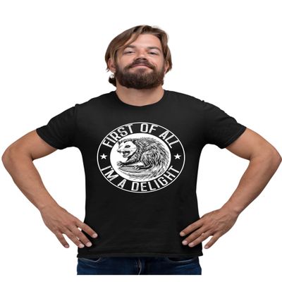 3X-Large Black Mens First of All I'm A Delight Funny Possum T-Shirt