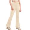 Kids Girls Crss High Waisted Flare Pants Stretch Full Length Bell Bottoms Pull-on Pants Bootcus (Beige, 9-10 Years) view 3