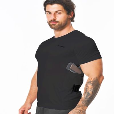 LIBOSHENG Conceal Carry Shirts for Men - Holster Tank Top - Everyday Concealed Carry Compression Shirt Black (XXL)
