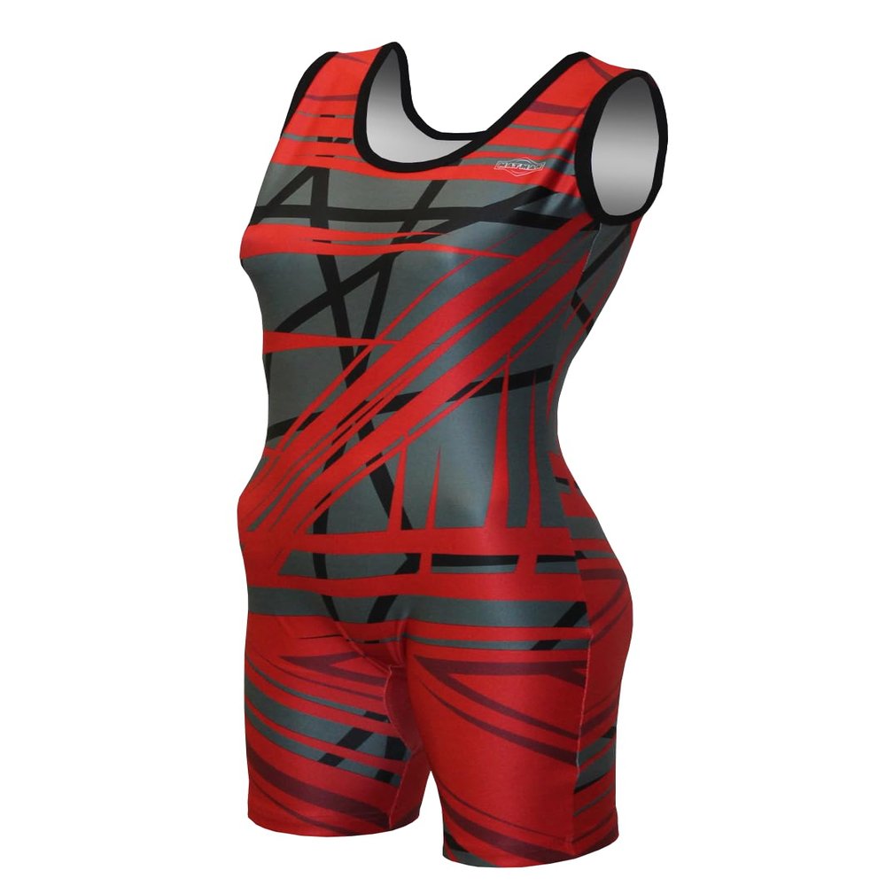 Matman USA The Tilt Women's Wrestling Singlet (Black/Red, 3X-Large)