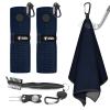 Lousrnman Magnetic Golf Towel, 2 PCS Microfiber Golf Towels with Brush and Divot Tool for Men, Industrial Strength Magnet Accessories for Strong Hold to Golf Bags, Carts or Clubs (2 Pack Black) view 1