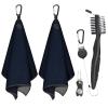 Lousrnman Magnetic Golf Towel, 2 PCS Microfiber Golf Towels with Brush and Divot Tool for Men, Industrial Strength Magnet Accessories for Strong Hold to Golf Bags, Carts or Clubs (2 Pack Black) view 2