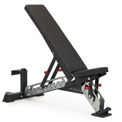 Titan Fitness TITAN Series Black Adjustable Bench, Supports 600 LB Incline, 1,000 LB Flat, Versatile Single Post Utility Workout Bench for Home Gym, Weightlifting, Strength Training