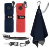 2 PCS Magnetic Golf Towels with Brush and Divot Tool, Microfiber Golf Towel with Wire Cleaning Cloth for Men, Industrial Strength Magnet for Strong Hold to Golf Bags, Carts or Clubs (Black Red) view 1