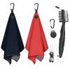 2 PCS Magnetic Golf Towels with Brush and Divot Tool, Microfiber Golf Towel with Wire Cleaning Cloth for Men, Industrial Strength Magnet for Strong Hold to Golf Bags, Carts or Clubs (Black Red) view 2