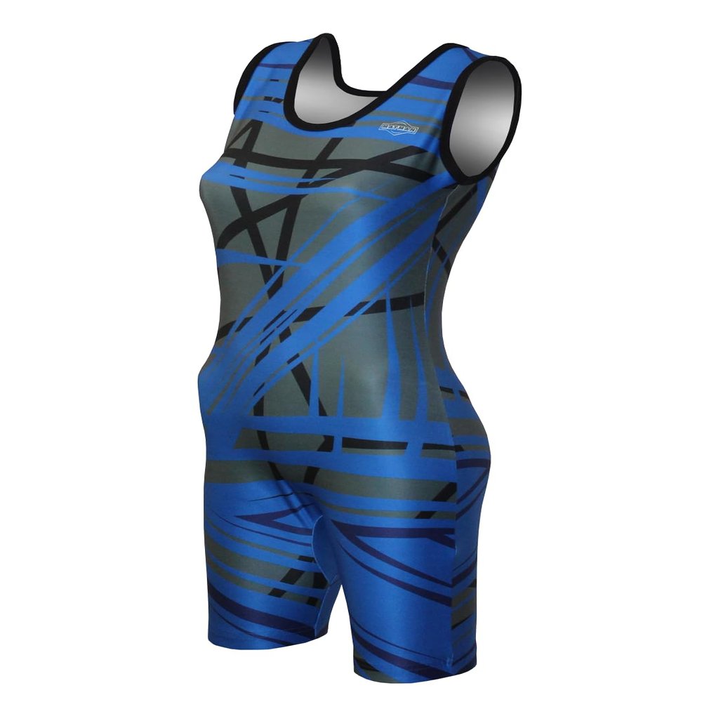 Matman USA The Tilt Women's Wrestling Singlet (Black/Royal, Small)