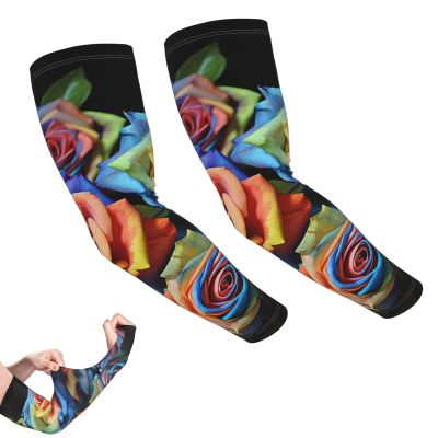 GlbnSHeric Arm Sleeves UV Sun Protection Sleeves Tattoo Cover Multicolor roses Arm Sleeve Sun Sleeves for Men Women, Multicolor Roses, One Size