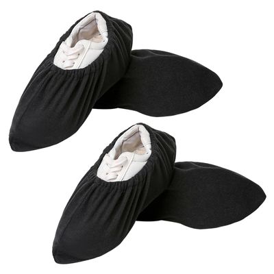 Smallan Slide Board Shoe & Boot Covers for Smooth Gliding (Reusable, Washable) Special Flannel Increase Slip Shoe Covers Compatible with All Fitness/Hockey Slideboards One Size Fits All (Black)