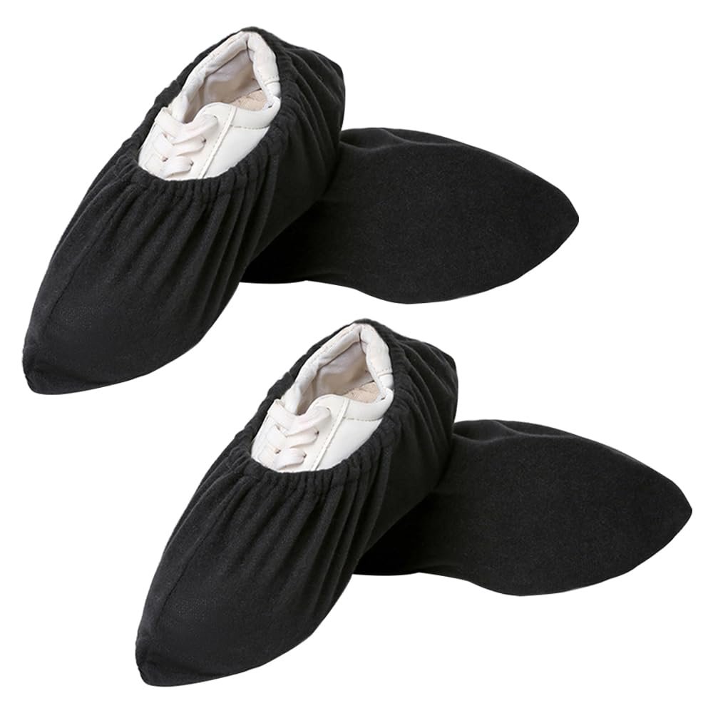 Smallan Slide Board Shoe & Boot Covers for Smooth Gliding (Reusable, Washable) Special Flannel Increase Slip Shoe Covers Compatible with All Fitness/Hockey Slideboards One Size Fits All (Black)
