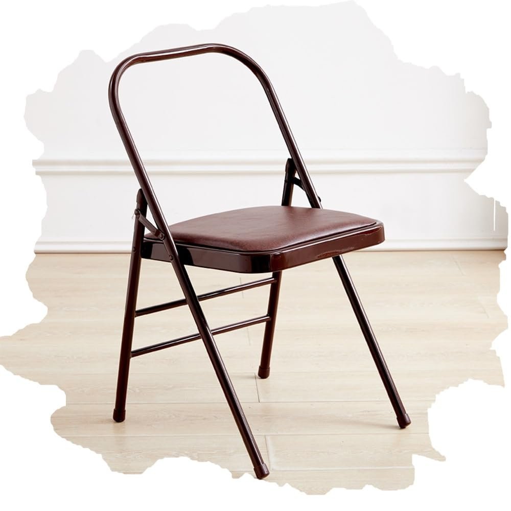 BERWDUXA Pilates Yoga Chair, Foldable Iyengar Yoga Chair, Yoga Special Auxiliary Chair, Home Halter Fitness Inverted Yoga Chair, Folding Chair, Seat Hight 18inch(Brown)