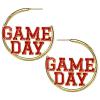 2026 Sports Game Day Hoop Earrings for Women, Metal Football/Rugby/Baseball/Basketball/Volleyball Team Sports Spirits Cheer Fan Outfit Gifts Round Statement Lightweight Accessories-Red view 1
