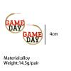 2026 Sports Game Day Hoop Earrings for Women, Metal Football/Rugby/Baseball/Basketball/Volleyball Team Sports Spirits Cheer Fan Outfit Gifts Round Statement Lightweight Accessories-Red view 3